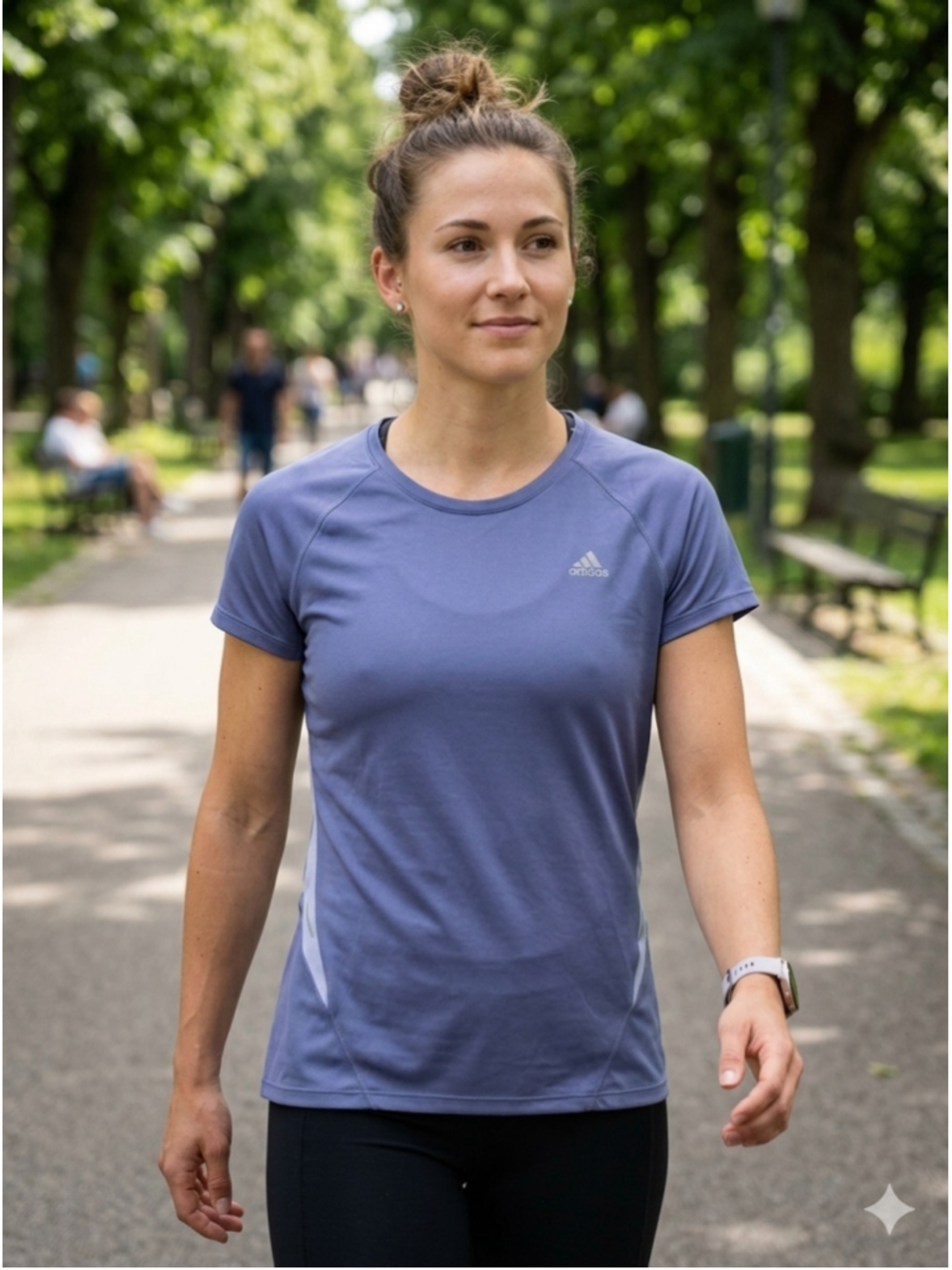 Women's Adidas Climalite Short Sleeve Athletic Tee Blue Size L 2068